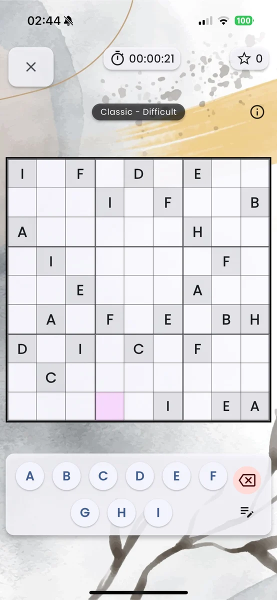Sudoku clásico con letras en Sudokili-T2