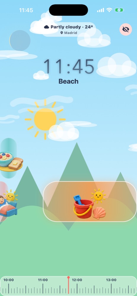 TicTali visual routine with time, weather and the next activity